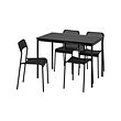 ADDE/SANDSBERG - Meja dan 4 kursi, hitam/hitam, 110x67 cm