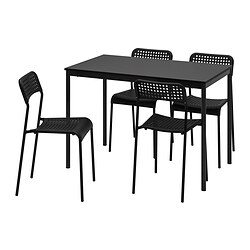 ADDE/SANDSBERG - Meja dan 4 kursi, hitam/hitam, 110x67 cm