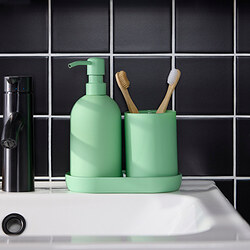 GANSJÖN - 3-piece bathroom set, light green