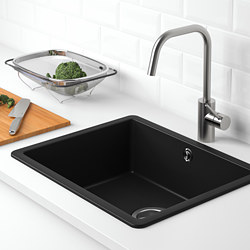 KILSVIKEN - Inset sink, 1 bowl, black quartz composite, 56x46 cm