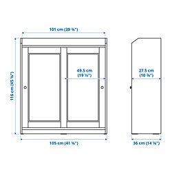 HAUGA - Kabinet pintu kaca, krem, 105x116 cm