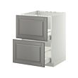 METOD/MAXIMERA - Base cab f sink+2 fronts/2 drawers, white/Bodbyn grey, 60x60x80 cm