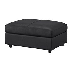 VIMLE - Footstool with storage, Grann/Bomstad black
