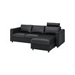 VIMLE - 3-seat sofa, with chaise longue with headrest/Grann/Bomstad black