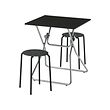 GUNDE/MARIUS - Table and 2 stools, folding black/black, 67x67 cm