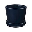 KLOTLÖNN - Pot tanaman dengan alas, dalam/luar ruang/hitam-biru, 12 cm