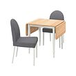 DANDERYD/DANDERYD - Table and 2 chairs, oak veneer white/Vissle grey, 74/134x80 cm