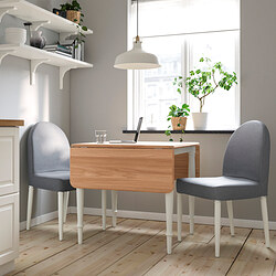 DANDERYD - Meja dengan daun meja lipat, veneer kayu oak/putih, 74/134x80 cm
