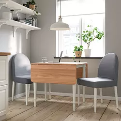 DANDERYD - Drop-leaf table, oak veneer/white, 74/134x80 cm