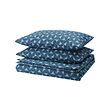 ÄNGSNEJLIKA - Sarung duvet dan 2 sarung bantal, biru tua/biru muda, 200x200/50x80 cm