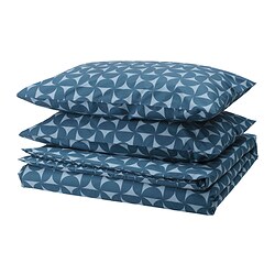 ÄNGSNEJLIKA - Duvet cover and 2 pillowcases, dark blue/light blue, 240x220/50x80 cm