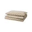 ÄNGSNEJLIKA - Duvet cover and pillowcase, grey-beige/off-white, 150x200/50x80 cm
