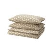 ÄNGSNEJLIKA - Sarung duvet dan 2 sarung bantal, abu-abu krem/putih pudar, 240x220/50x80 cm