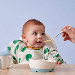 BÖRJA - Sendok makan dan sendok bayi, putih/biru