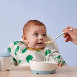 BÖRJA - Sendok makan dan sendok bayi, putih/biru