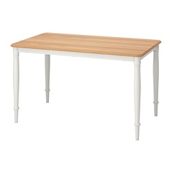 DANDERYD - Meja makan, veneer kayu oak/putih, 130x80 cm