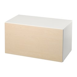 SMÅSTAD - Bangku dengan penyimpanan mainan, putih/kayu birch, 90x52x48 cm