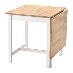 PINNTORP - Meja lipat, diwarnai cokelat muda/diwarnai putih, 67/124x75 cm