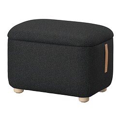 OSKARSHAMN - Footstool with storage, Gunnared black-grey