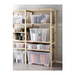 SAMLA - Box with lid, transparent, 57x39x42 cm/65 l