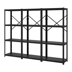 BROR - Shelving unit, black, 254x40x190 cm