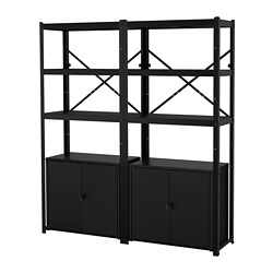BROR - Shelving unit with cabinets, black, 170x40x190 cm