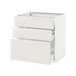 METOD - Kabinet dasar dgn 3 laci, putih Maximera/Veddinge putih, 80x60x80 cm