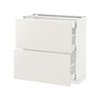 METOD - Base cab with 2 fronts/3 drawers, white Maximera/Veddinge white, 80x37x80 cm