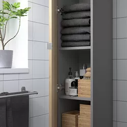 ENHET - Kabinet tinggi dg 4 rak/pintu, abu-abu/efek kayu oak, 30x32x180 cm