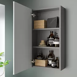 ENHET - Kabinet cermin 1 pintu, abu-abu, 40x17x75 cm