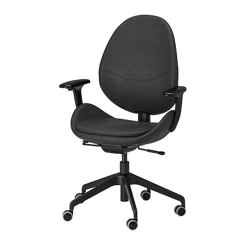 HATTEFJÄLL Kursi Kantor Dgn Sndrn Tangan, Smidig Hitam/hitam | IKEA ...