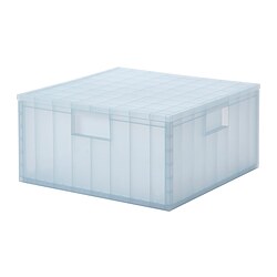 PANSARTAX - Storage box with lid, transparent grey-blue, 33x33x16.5 cm
