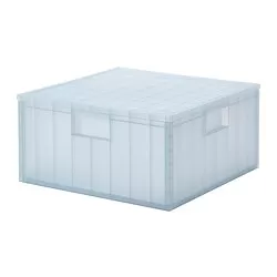 PANSARTAX - Kotak penyimpanan dengan penutup, transparan abu-abu biru, 33x33x16.5 cm