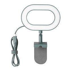 STÄNKREGN - LED ring lamp, dimmable/turquoise