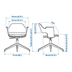 FJÄLLBERGET - Conference chair, white stained oak veneer/Gunnared beige