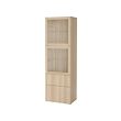 BESTÅ - Storage combination w glass doors, white stained oak effect/Lappviken white stained oak eff clear glass, 60x42x193 cm