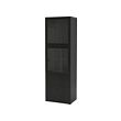 BESTÅ - Storage combination w glass doors, black-brown/Lappviken black-brown clear glass, 60x42x193 cm