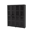 BRIMNES - Storage combination w glass doors, black, 160x35x190 cm