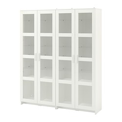 BRIMNES - Storage combination w glass doors, white, 160x35x190 cm