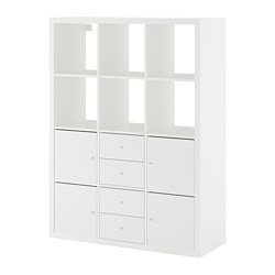 KALLAX - Shelving unit with 6 inserts, white, 112x147 cm