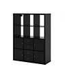 KALLAX - Unit rak dg 6 kompartemen, hitam-cokelat, 112x147 cm