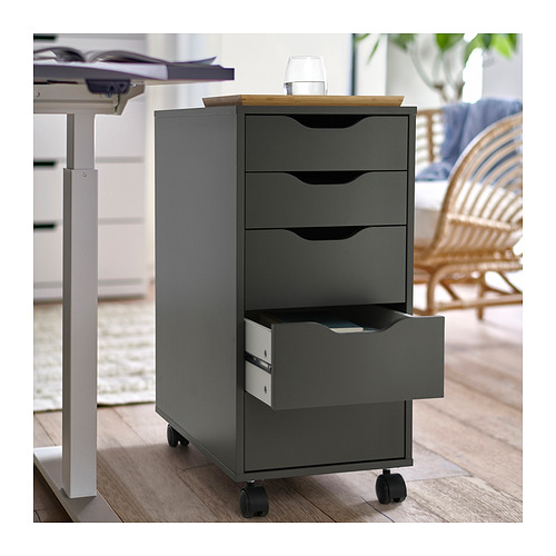 ALEX drawer unit on castors, dark grey/black, 36x76 cm | IKEA