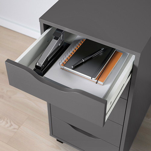 ALEX drawer unit on castors, dark grey/black, 36x76 cm | IKEA