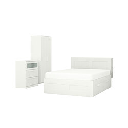 BRIMNES - Bedroom furniture, set of 3, white, 180x200 cm