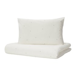 LENAST - Duvet cover 1 pillowcase for cot, white, 110x125/35x55 cm