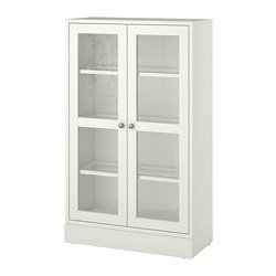 HAVSTA - Glass-door cabinet with plinth, white clear glass, 81x37x134 cm