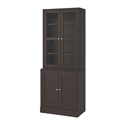 HAVSTA - Storage combination w glass-doors, dark brown, 81x47x212 cm