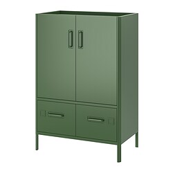 IDÅSEN - Cabinet with doors and drawers, dark green, 80x47x119 cm