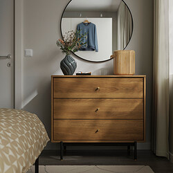 RÅDMANSÖ - Chest of 3 drawers, brown walnut effect, 90x48x81 cm