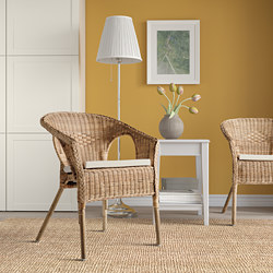 AGEN - Armchair with cushion, rattan/Norna natural